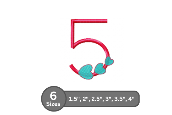 Candy Heart Number -5: A Charming Embroidery Font