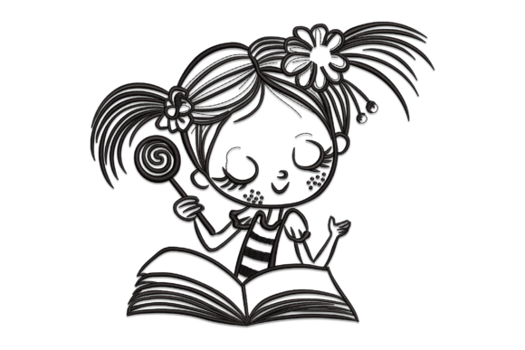 Charming Child Reading Embroidery for Holidays