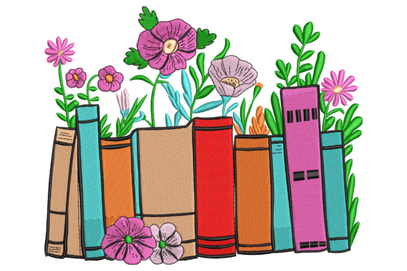 Charming Floral Book Stack for Embroidery Projects