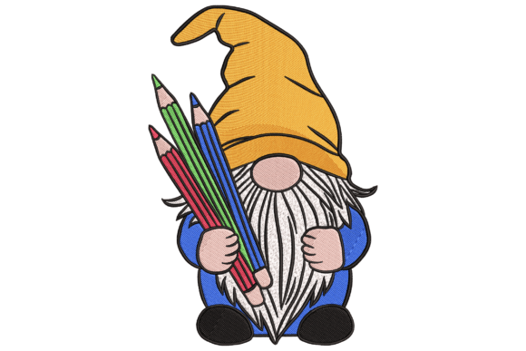 Charming Gnome with Colored Pencils Design