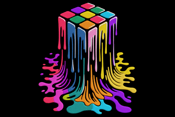 Charming Melting Rainbow Cube for Seasonal Embroidery