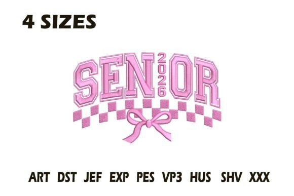 Charming Senior 2026 Bow Embroidery Design