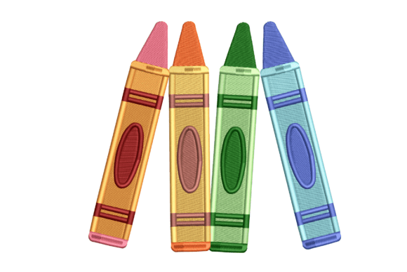 Colorful Crayons: A Vibrant Embroidery Design