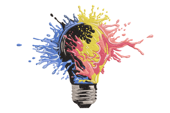 Colorful Light Bulb: A Charming Embroidery Design