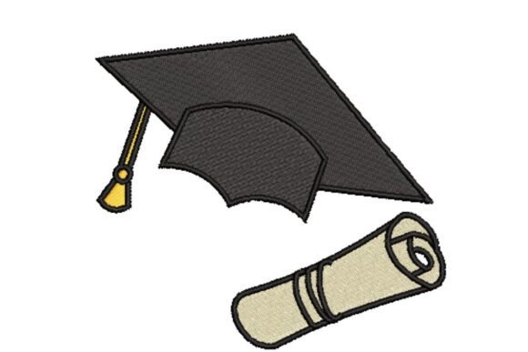 Graduation Cap and Diploma: A Festive Embroidery Design