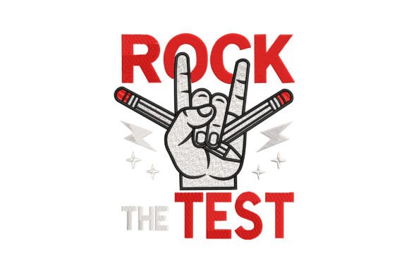Rock the Test Pencil Hand Embroidery Design