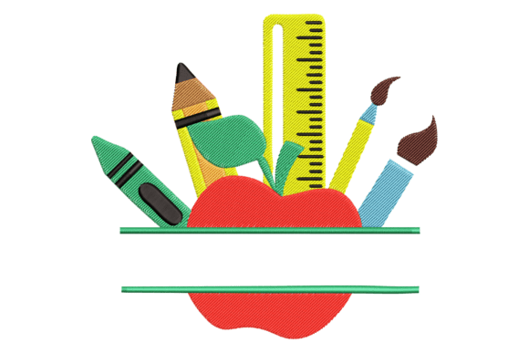 School Supplies Split Monogram: A Charming Embroidery Design